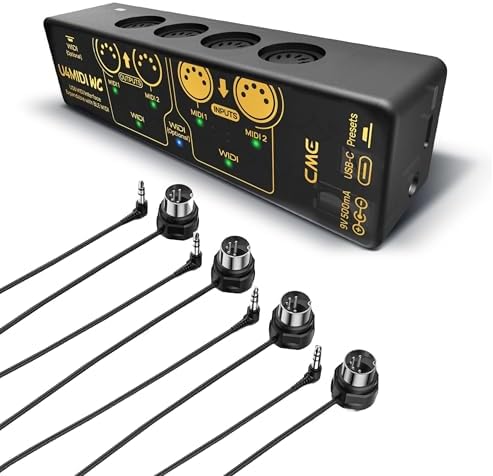 CME U4MIDI WC + 4-Pack 1-FT TRS MIDI Cables - Hybrid MIDI Interface with Router, Mapper & Filter + 4-Pack 1-FT TRS 3.5 (1/8") Type A MIDI Cables for compact spaces