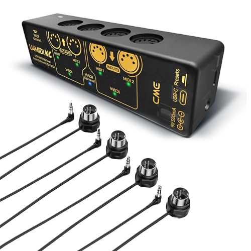 CME U4MIDI WC + 4-Pack 1-FT TRS MIDI Cables - Hybrid MIDI Interface with Router, Mapper &amp; Filter + 4-Pack 1-FT TRS 3.5 (1/8") Type A MIDI Cables for compact spaces
