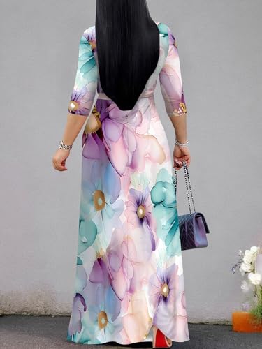 Image of PinkPatty Women's Long Sleeve Maxi Dress Plus Size Trendy Wedding Guest Wrap Dress with Pockets&Belt