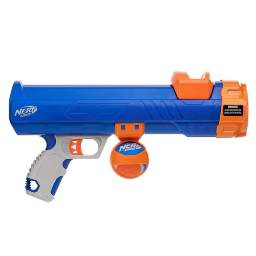 Nerf Dog Tennis Ball Blaster Dog Toy Blue/Orange, 16 Inch Compact Blaster with 1 Ball