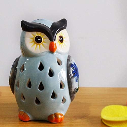 Mobestech Solar Powered Owl Light Ceramic Animal Shape Outdoor Garden Light Waterproof Figure Light for Lawn Yard Road Landscape