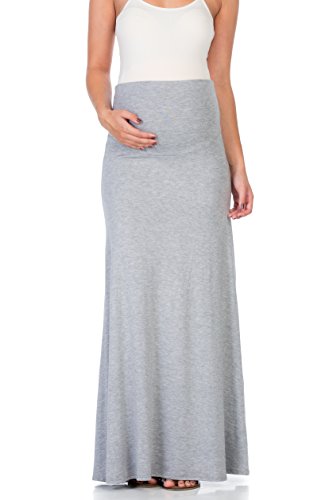 My Bump Women's High Waisted Floor Length Maternity Maxi Skirt With Tummy Control(Made In Usa) (Small, H.grey) #TOP29