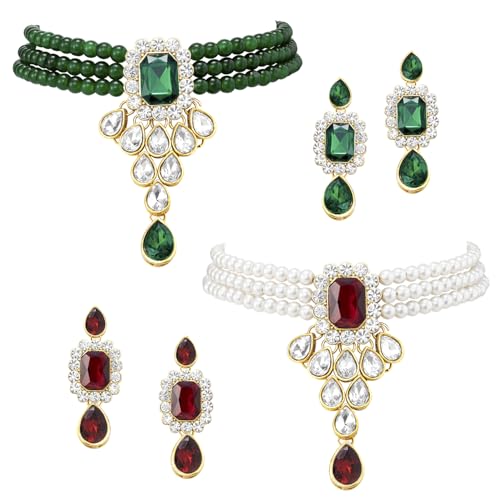 Image of Peora Crystal Faux Pearl Jewellery Gift Set for Women