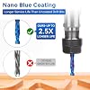 LUNYEE 2 PCS Spiral Router Bits Up Down Compression Bit 1/4 inch Cutting Diameter with Nano Blue Coated, 1/4 inch Shank Solid Carbide CNC End Mill for Wood Carving, Cutting, Engraver Milling Cutters