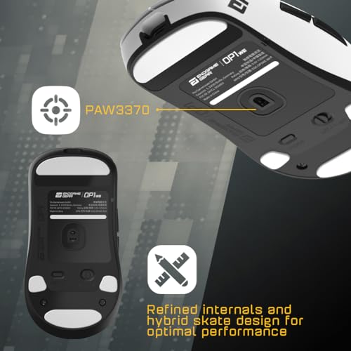 Image of ENDGAME GEAR OP1we Wireless Gaming Mouse, CompX CX52850 Microcontroller, Pixart PAW3370 Optical Sensor, Mod-Friendly, Hybrid Skate Design, Claw Grip, 2.1 oz, White