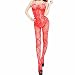 Daisland Womens Strap Floral Crotchless Bodystocking Plus Size Bodysuit for Sex (Red)