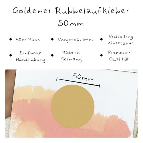 50 x goldene, runde Rubbelaufkleber in 5x5cm - Rubbellose selber machen - Ideal für Gutschein, Adventskalender, Rubbellos, Goldenes Ticket, Rubbeletiketten, Rubbel Sticker, Geschenke, Weihnachten