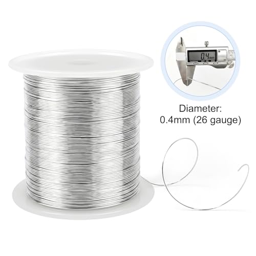 Image of Tenn Well Jewelry Wire, 26 Gauge Copper Craft Wire, 328 Feet 0.4mm Bendable Metal Wire for Jewelry Making, Sculpting, Floral Making, Wreath Making, Crafting, Christmas Ornaments (Silver Color)
