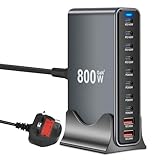 800W USB C Charging Station Hub 10‑Port GaN III PD140W, 100W, 65W, 30W Multiport USB Fast Charger Block (8 USB‑C & 2 USB‑A) USBC Laptop Charger Compatible with MacBook, iPh0ne, i-Pad, Galaxy S24/S23