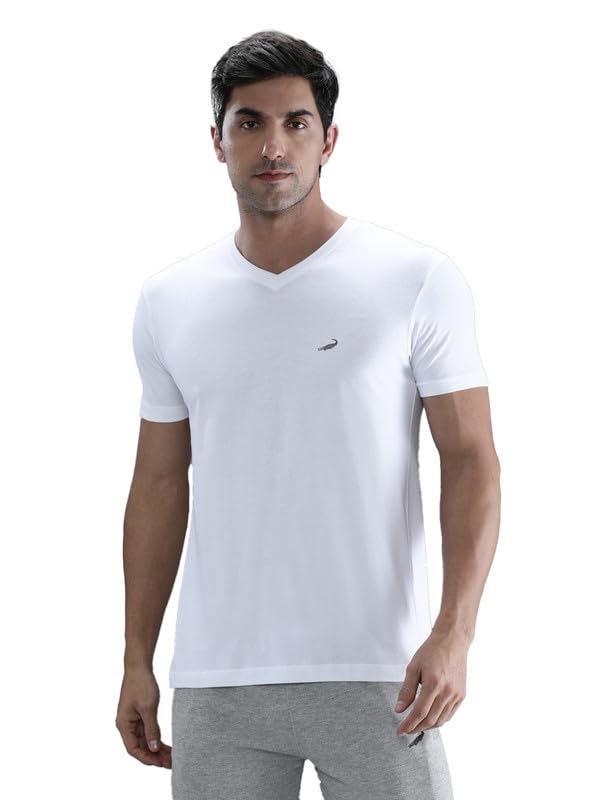 crocodile Men Solid Sport Fit T Shirt | Round Neck | Short Sleeve | Regular Length | Basic Casual Pull On Topwear Charcoal Melange-picture-15