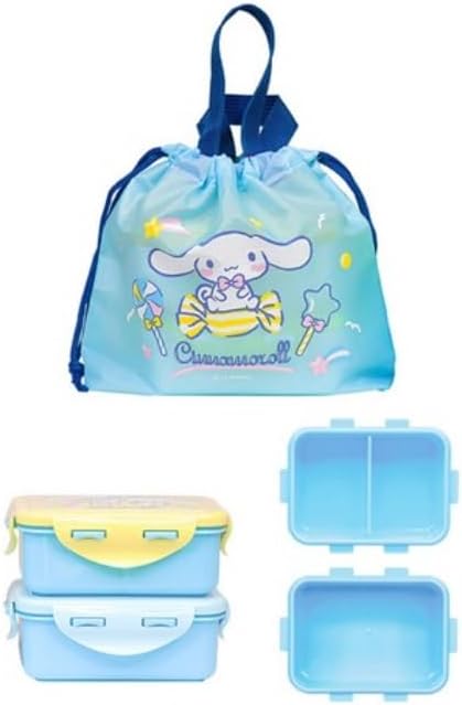 Lilfant Cute Small Bento Box, Lunch Box with Bag, Snack Containers, 5.1 x 3.7 x 1.9 inches (Sky blue)