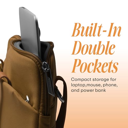 Image of Protecta Grace Office Laptop Messenger Bag for Men and Women Canvas Look Laptop Briefcase Water Repellent Padded Laptop Messenger Sleeve Bag 15.6 Inch Ideal for Office & Work in Color Khaki