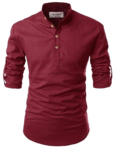 Image of Vida Loca Full Sleeve Mandarin Collor Cotton Casual Slim Fit Shirt for Men's