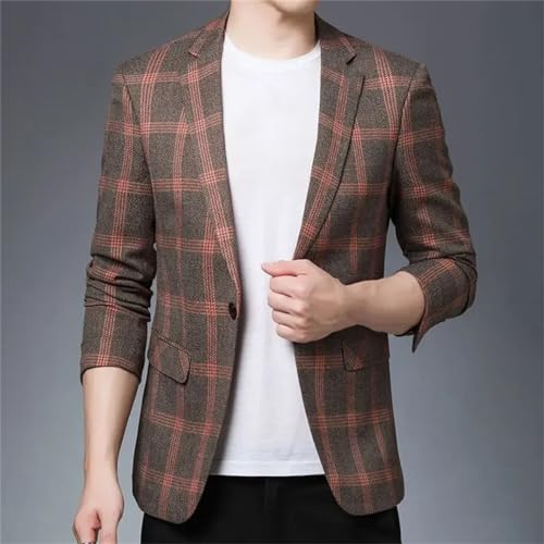 Men's Plaid Single Button Business Slim Youth Professional Formal Suit4