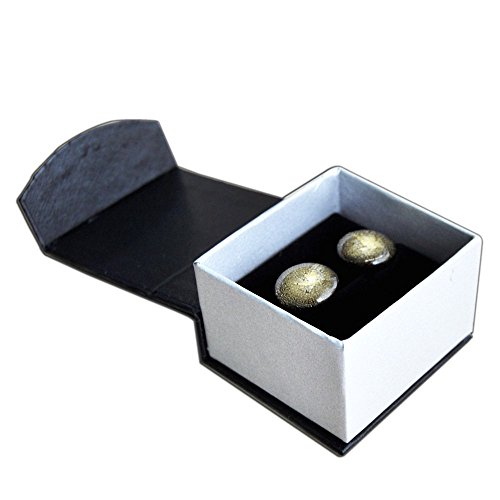 Manchetknopen van echt Muranoglas rond goud - Image 5