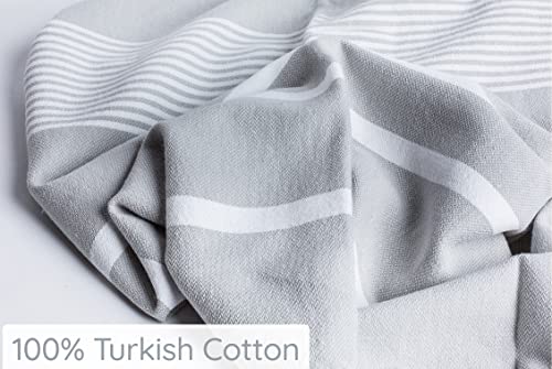 Mebien Touche De La Nature Turkish Towels Beach Towels Oversized (35”X67”) Beach Towels For Adults Quick Dry And Sand Free Beach Towel Beach Blanket 100% Cotton Turkish Towel - Silver Grey #TOP5
