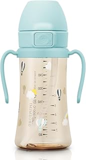 Flip Top Spill Proof Sippy Cup with Stage 2 Straw for Toddlers, Customizable, PPSU, BPA Free 10 oz (Air balloon)