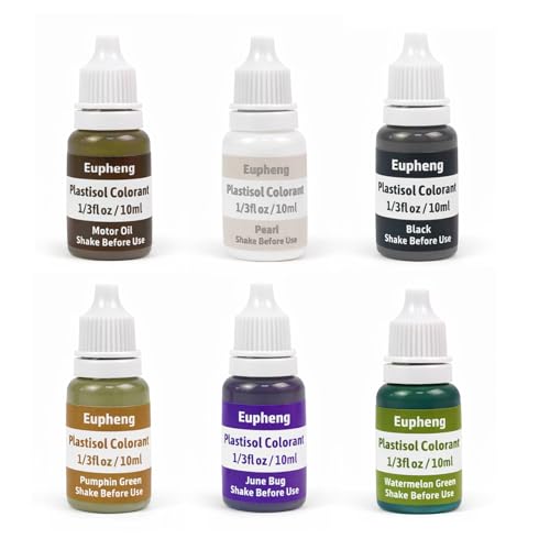 Eupheng Natural Series Plastisol Colorant Set for Making Soft Plactic Fishing Lures, 6 Subtle Realistic Colors for Finesse Baits in Clear Water, 1/3oz Bottles