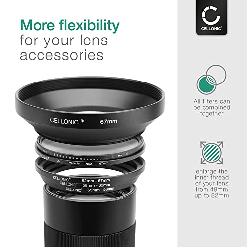 CELLONIC 8-Piece Step Up Ring Set Lens Filter Stepping Up Adapter Ring Mount Adapter Kit 49-52mm, 52-55mm, 55-58mm, 58-62mm - Image 3