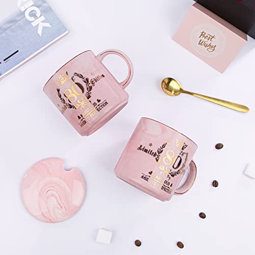 80th Birthday Gifts for Women, 14oz Gold Pattern Coffee Mug, Fabulous 80 Limited Edition, Microwave Dishwasher Safe, Unique Gift for Mum, Best Friend, Wife, Sister, Coworker, Beautifully Gift Boxed - Image 4