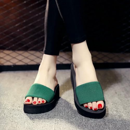 Women'S Summer Outdoor Mid-Heel Flip Flops Non-Slip Wedge Heel Thick-Soled Outdoor Beach Slippers3