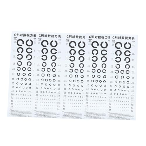 HOMOCONO 5 Sheets C- Type Visual Chart School Eye Chart Professional C-Type Vision Chart Wall Visual Chart C-Type Eye Chart Visual Examination Chart Standard Wall Eye Chart PVC