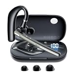 COTOE Bluetooth Headset V5.3, Kabelloser Ohrhörer mit 500 mAh Ladehülle, Freisprech-Kopfhörer, Geräuschunterdrückung, Mikrofon für Büro/Fahren/Business,Schwarz