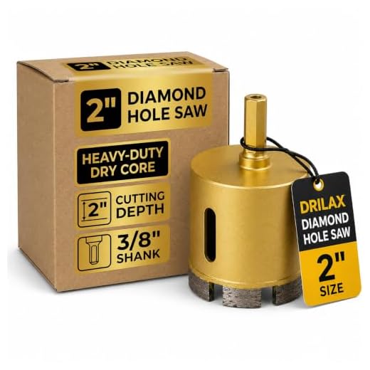 2 inch Diamond Hole Saw for Concrete Masonry Cinder Blocks Stucco Granite Quartz Marble Core Drill Bit Heavy Duty Dry or Wet Drilling Standard Shank Extra Deep Depth of Cut