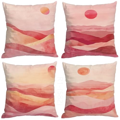 Funda de Cojin Burdeos Funda Cojin 55x55 fundas Cojines Abstracto Fundas de Almohada, Cuadrado Cojines Decorativos Almohada para Moderna Decoración Sofa, Sala de Estar, Jardín, Coche Juego de 4 H2-582
