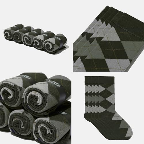 VRD Bamboo Mens Dress Socks for Men, 1-Pack, Green, Khaki, Olive Crew Length Mid-Calf Socks, Mens Shoe Size 8-133