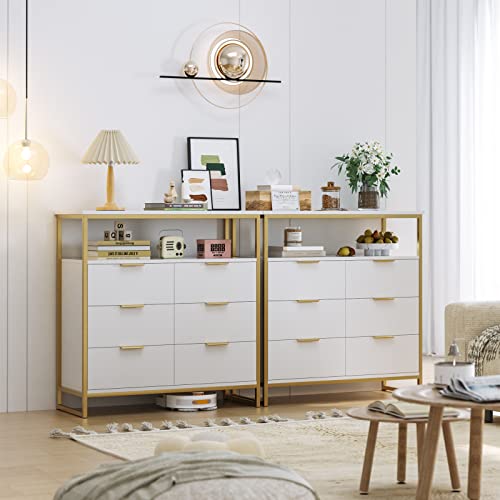 Facbotall Modern Dresser For Bedroom, 6 Drawer Dresser With Shelf, Wood Chest Of Drawers With Sturdy Steel Frame, Large Capacity 6 Drawer Dresser For Closet, Bedroom,Living Room #TOP7