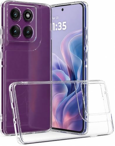 Image of ClearPC Clear Hard PC Case for Motorola Moto Edge 60 Pro 5G, Anti-Yellow Transparent Back Cover, Anti-Scratch, Raised Camera Protection, Shockproof Wireless Charging Compatible NonYellowing