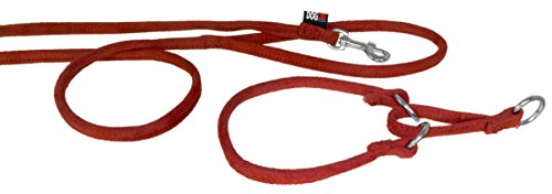 Dogline Soft Padded Round Microfiber Martingale Dog Collar (W 1/3-In X L 18-In) And Leash (W 1/3-In X L 6Ft) For Dogs, Red #TOP4