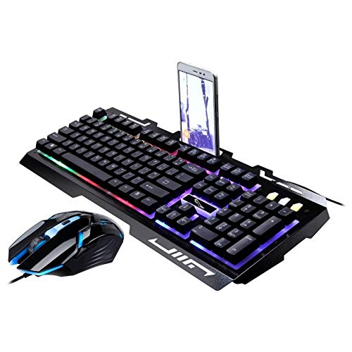 Tastiera del Computer G700 USB Retroilluminazione RGB Wired Optical Gaming Mouse e Set Tastiera, Lunghezza Cavo Tastiera: 1.35m, Lunghezza Cavo Mouse: 1.3m (Nero) (Colore : Black)