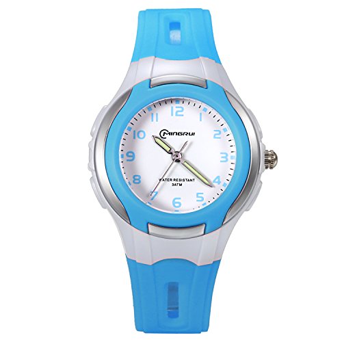 Lancardo Reloj Deportivo Analógico con Correa de Silicona Pulsera Electrónica con Agujas Noctilucentes Impermeable de 30m para Actividad Deportes Exteriores para Niño Niña Chicos (Azul)