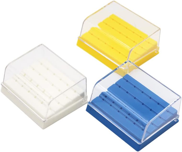 1pc 24 Holes Dental Holder Box Case Plastic Sterilization Box Autoclave Bit Bracket for Diamond High Speed Handpiece Bur Drill (Color : White)