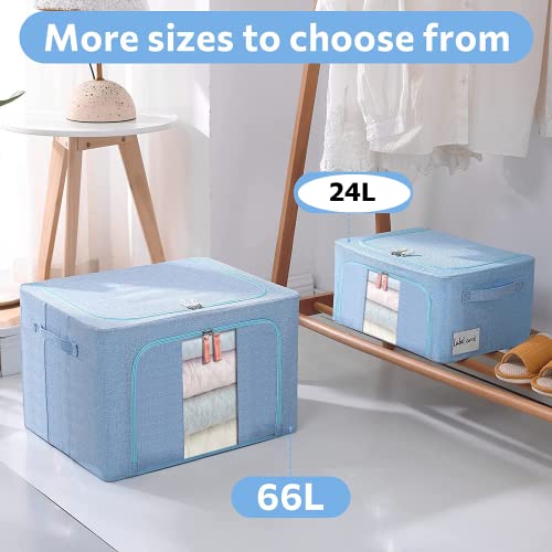 Image of Craava Foldable Storage Living Box Cloth Organizer With Steel Frame Water Proof Fabric (24 Ltr - Pack of 2, Sky Blue)