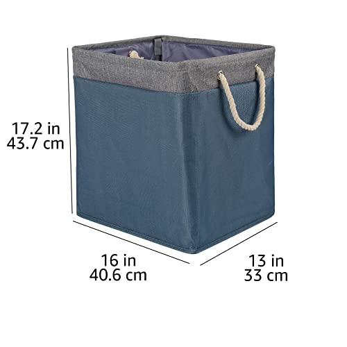 Amazon Basics Foldable Rectangular Fabric Laundry Hamper With Detachable Brackets, Large, Still Water Blue #TOP4