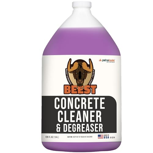 BEEST Concrete Cleaner - Degreaser Cleaner Heavy Duty, Driveway Cleaner & Garage Floor Cleaner, Safe on Grass, Outdoor Cleaner Heavy Duty Degreaser, Deck & Patio Cleaner, Vinyl Siding Cleaner – 1 Gal