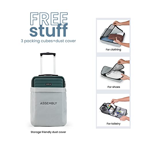 Image of THE ASSEMBLY Large Check in 28 Inches and Cabin Luggage 20 Inches Polycarbonate Premium Hardsided Suitcase Trolley (Forest Green) - Set of 2