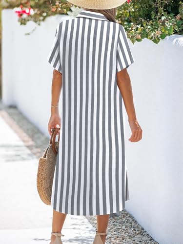 Image of Zeagoo Women Dresses Summer Casual Short Sleeve Button Down Shirt Dresses 2026 Beach Cover Up with Pockets