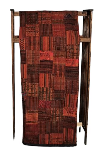 Handmade King-Size Rust and Terracotta Guatemalan Patchwork Quilt Set