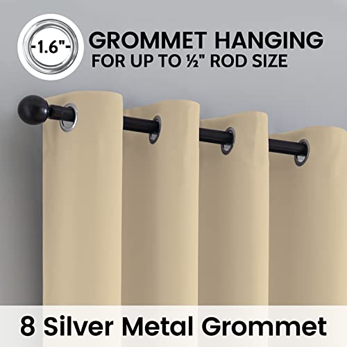 Image of SimpleHome Beige 100% Blackout Curtains Room Darkening Living Room 90 Inch