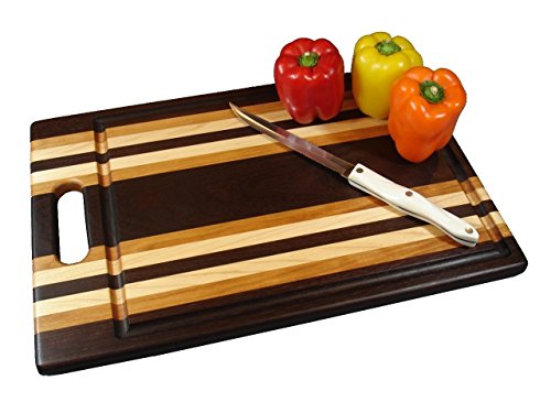 Manhattan Series Large Cutting Board with Handle - Walnut, Cherry & Maple