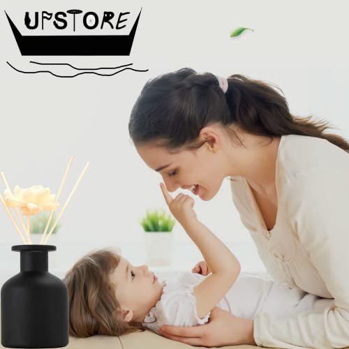 Upstore 150Ml/5Oz Black Empty Glass Diffuser Bottle Jars Aromatherapy Storage Container Fragrance Accessories Refill Aroma Dispenser For Diy Replacement Reed Diffuser Stick Set #TOP6