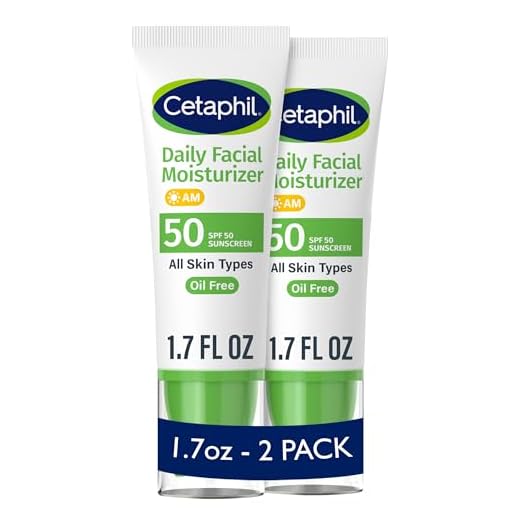 CETAPHIL Daily Facial Moisturizer SPF 50 , 1.7 fl oz Pack of 2 , Gentle Facial Moisturizer For Dry to Normal Skin Types , No Added Fragrance , Dermatologist Recommended Brand (Packaging May Vary)