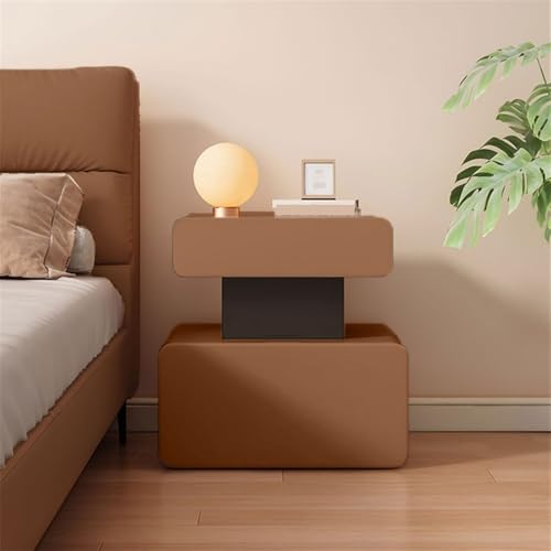 Table de chevet en bois marron : optimisez votre petit rangement de chambre - 3