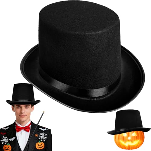 Black Top Hat Deluxe Magician Ringmaster Costume Hats for Teens Adults Halloween Themed Party Cosplay Accessory