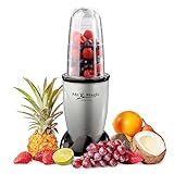 GOURMETmaxx Smoothie Maker inkl. To-Go Becher | Mini Mixer mit 8 Programmen, BPA frei | Becher spülmaschinenfest und auslaufsicher | 400 Watt [Silver Edition]