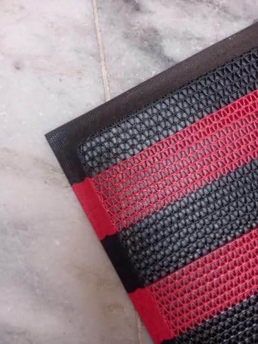 Image of Double Colour Anti Skid & Multipurpose /Bathroom Mat /Shower Mat /Carpet /Rugs /Rainmat /Swimming Pool Mat|Waterproof Doormat for Indoor /Outdoor Home Office Entrance| (Black-Red, 16 inchx24 inch)